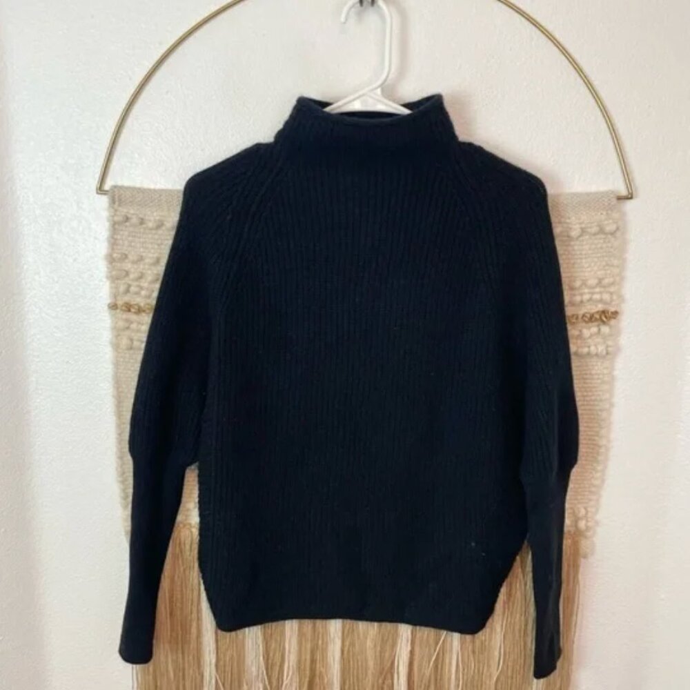Club Monaco Black 100% Cashmere Emma Batwing Mock Neck Sweater